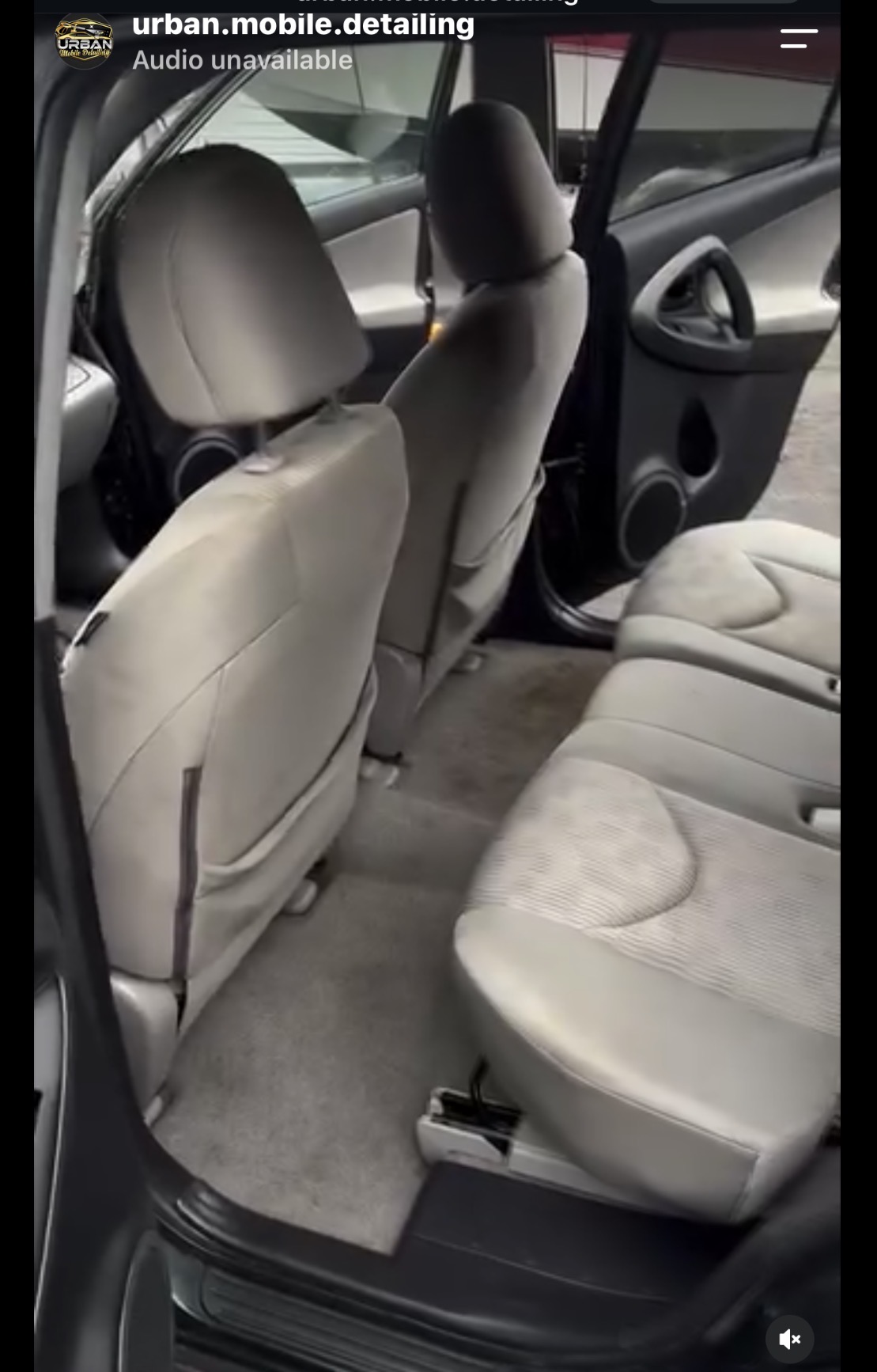Vehicle rear seat and carpet after detailing